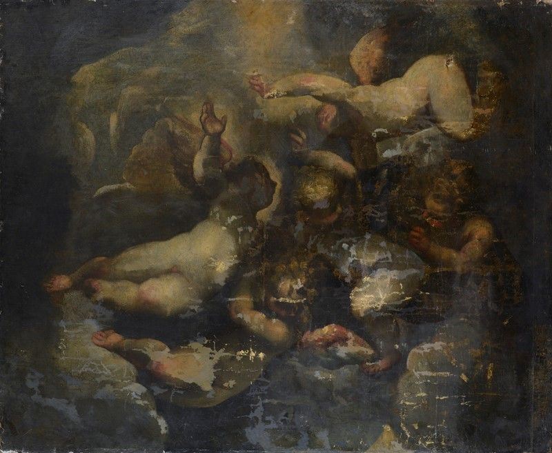 Scuola Genovese, XVII Sec. - Putti tra le Nuvole