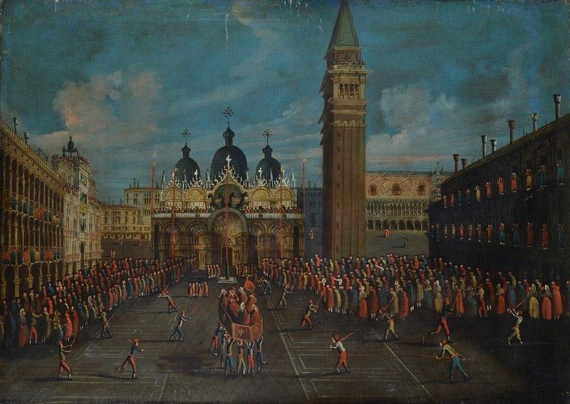 Anonimo, XIX Sec. - Festeggiamenti in Piazza San Marco