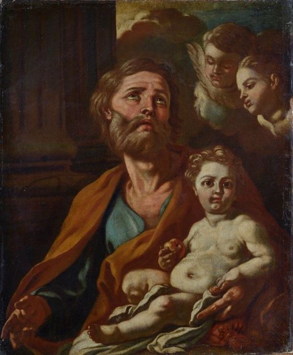 Scuola Napoletana, XVIII sec. - Saint Joseph with the Child