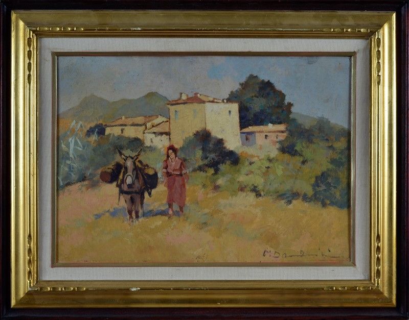 Carlo Domenici - Contadina con Mulo