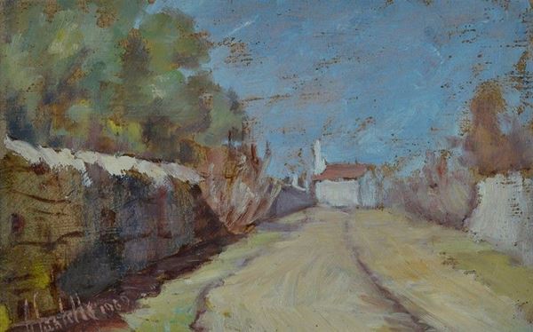 A. Santella - Street with cottage