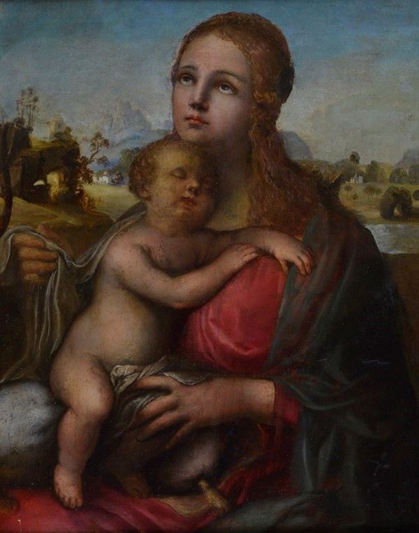 Scuola Toscana, XVI sec. - Madonna con Bambino