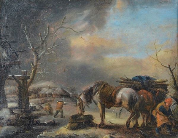 Attr. a Philips Wouwerman - Horses in the landscape