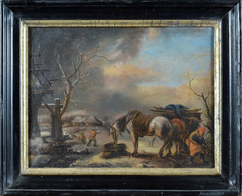 Attr. a Philips Wouwerman - Cavalli nel Paesaggio