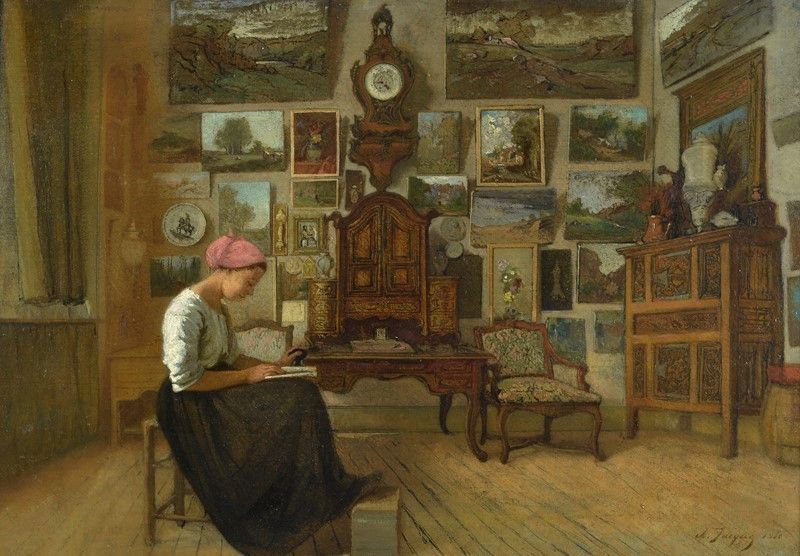 Charles Jacque - Donna in Interno