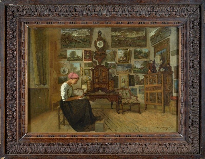 Charles Jacque - Donna in Interno