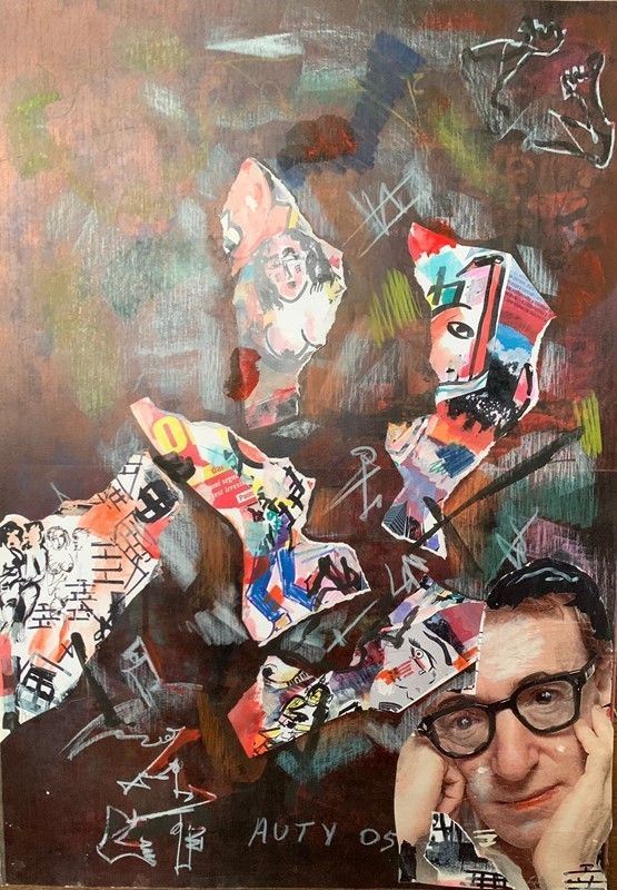 Filippo Auti : Woody Allen  (2005)  - Tecnica mista e collage su carta - Asta EPOCALE - Pop, Street, Graffiti - Galleria Pananti Casa d'Aste