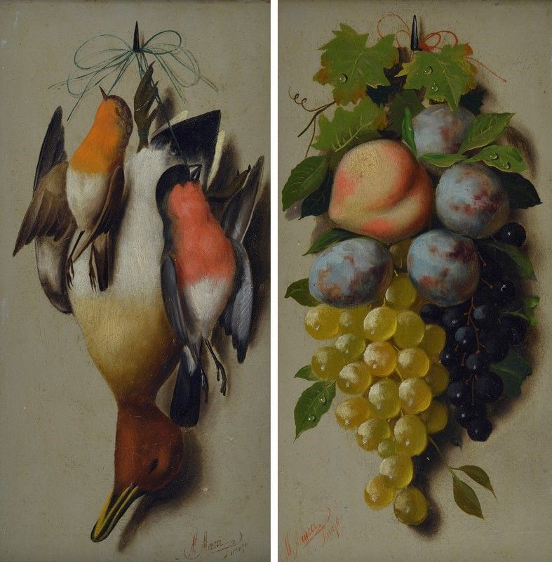 Michelangelo Meucci - Nature Morte con Frutta e Cacciagione