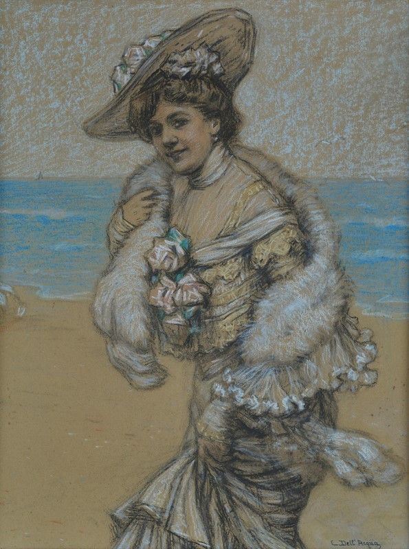 Cesare-Felix-Geogers del'Acqua - Lady on the beach