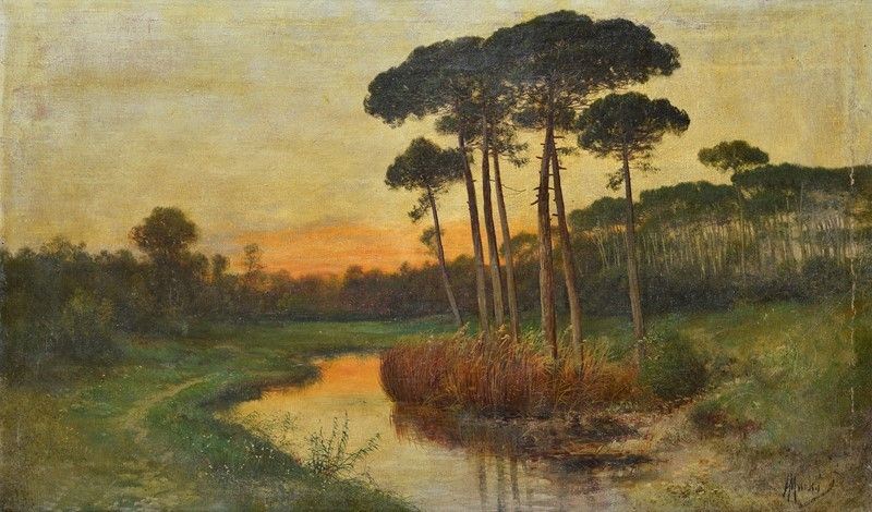 Henry Markò - Paesaggio con Ruscello e Pineta