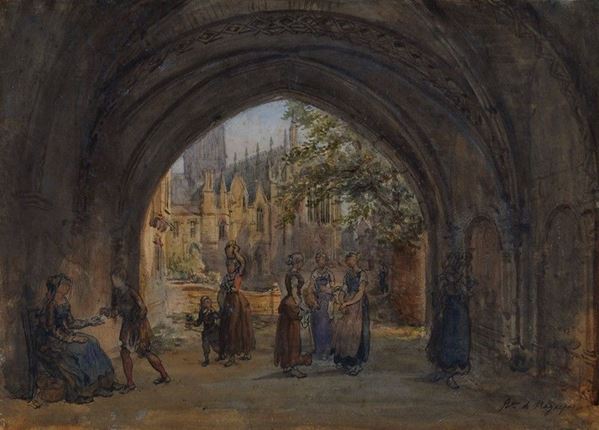 Scuola Francese, XIX sec. - Vicino alla cattedrale