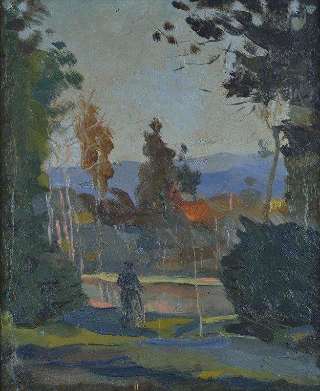 Anonimo, XX Sec. - Paesaggio con Figura