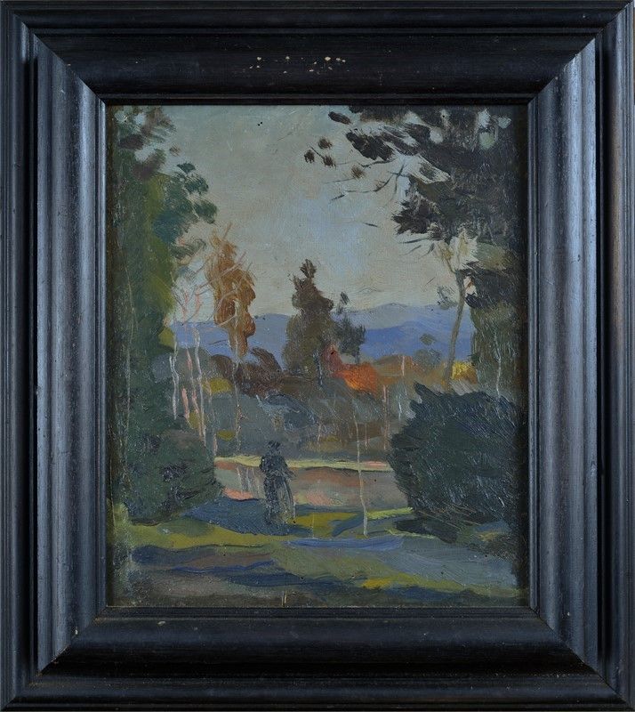 Anonimo, XX Sec. - Paesaggio con Figura