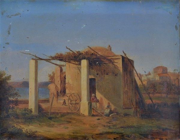 Attr. a Antonio Sminck Pitloo - Farmer&#39;s cottage
