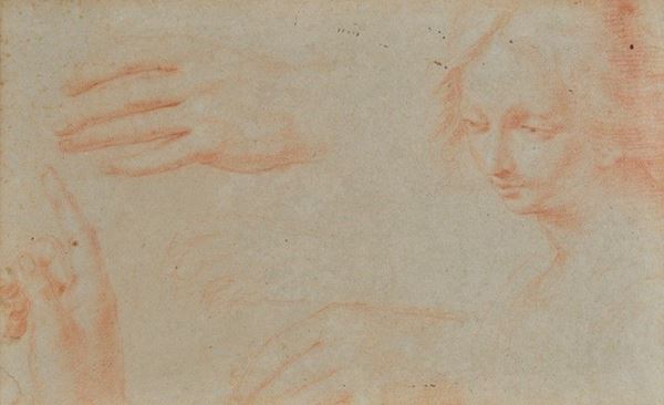 Scuola Italia Settentrionale, XVII sec. - Study of hands and face