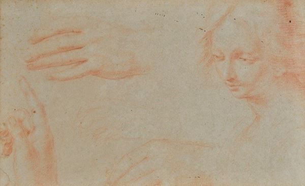 Scuola Italia Settentrionale, XVII sec. - Studio di mani e di volto