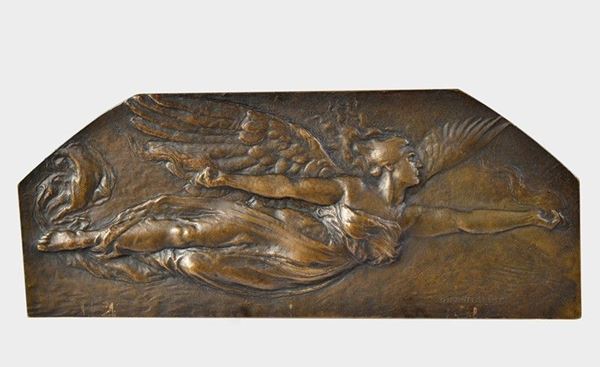 Domenico Trentacoste : Winged Victory  - Bronze plaque with bas-relief - Auction ANTIQUES, AUTHORS OF XIX AND XX CENTURY - II - Galleria Pananti Casa d'Aste