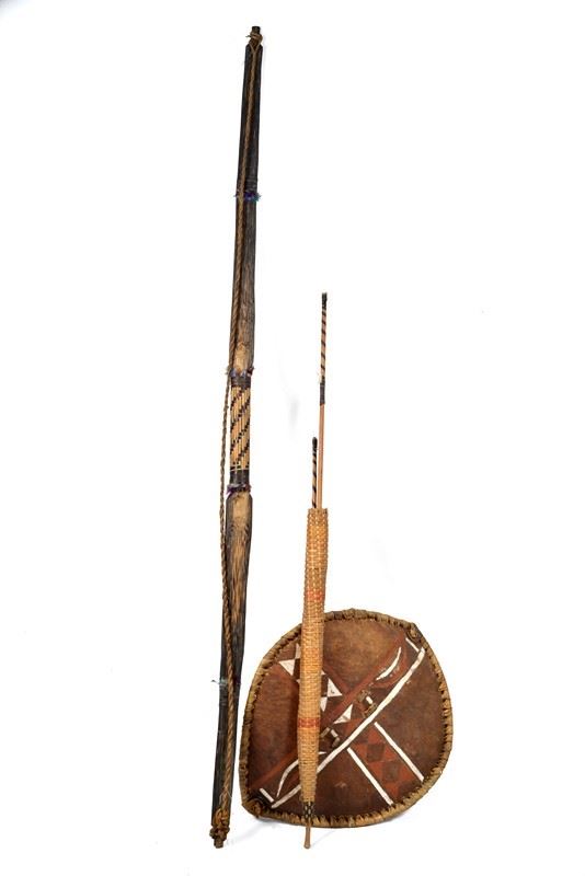 African bow, quiver and shield