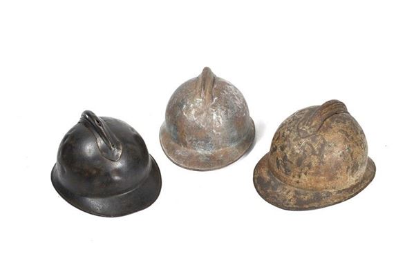 Lot of three Adrian helmets  - Auction Antique Arms & Militaria - Galleria Pananti Casa d'Aste