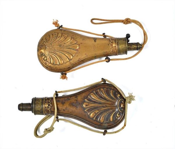 Two powder flasks