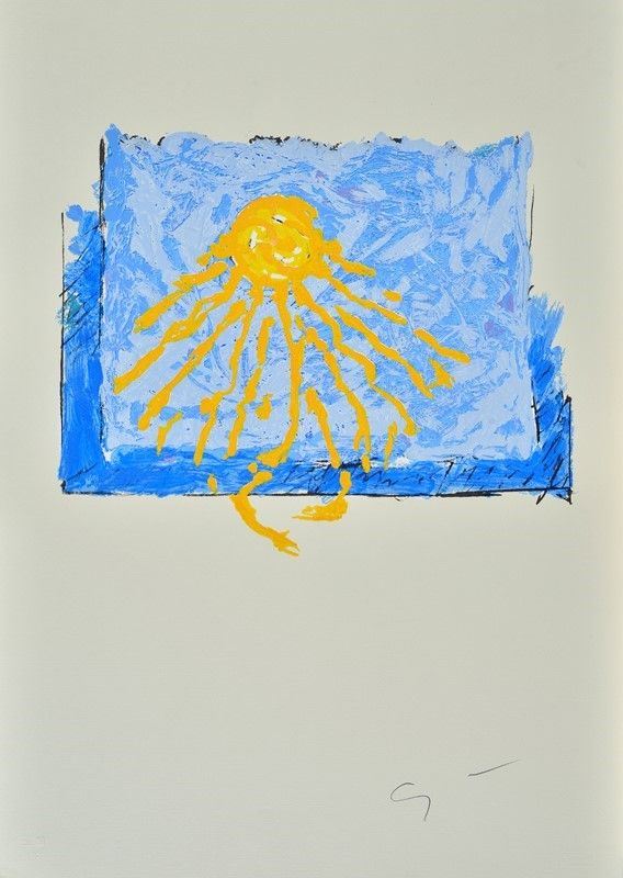 Mario Schifano : Sun  - Materic screen printing - Auction Modern and Contemporary art - Galleria Pananti Casa d'Aste