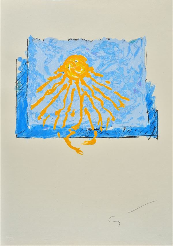 Mario Schifano : Sole  - Serigrafia materica - Asta GRAFICA E MULTIPLI - Galleria Pananti Casa d'Aste