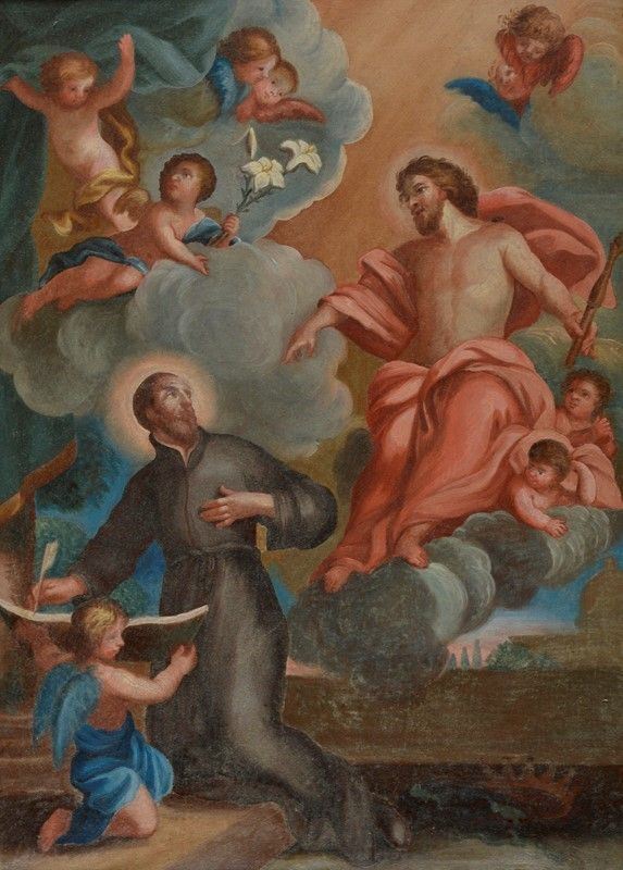 Scuola Italia Centrale, XVIII - XIX Sec. - Apparizione di Cristo a Sant'ingnazio di Loiola
