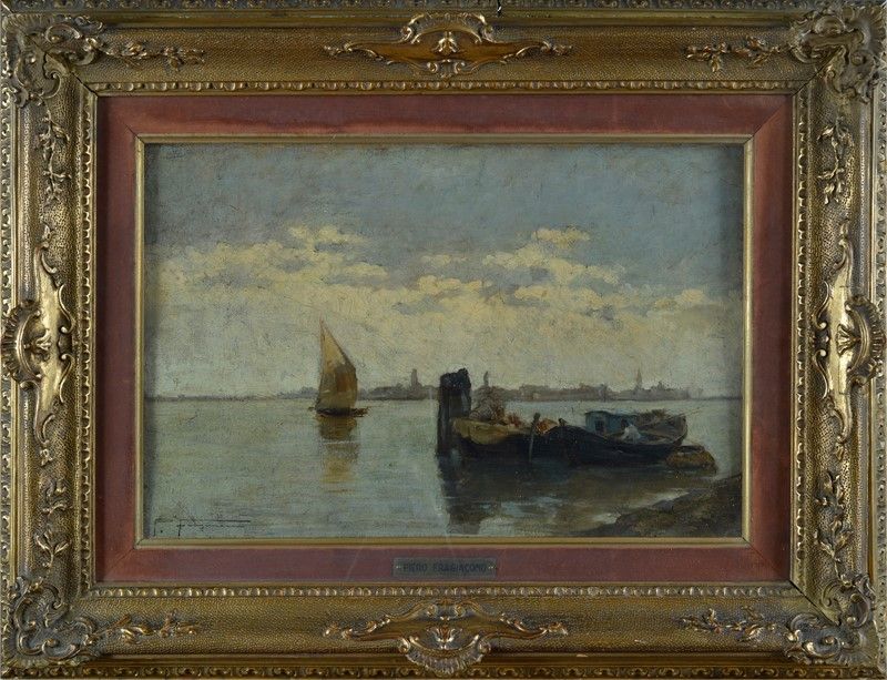 Pietro Fragiacomo - Barche in Laguna