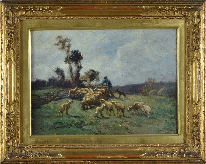 Carlo Pittara - Paesaggio con Pastore e Gregge