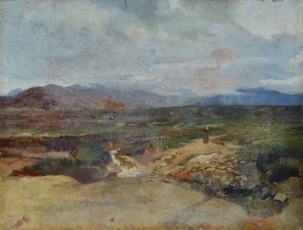 Lorenzo Delleani - Paesaggio con figura