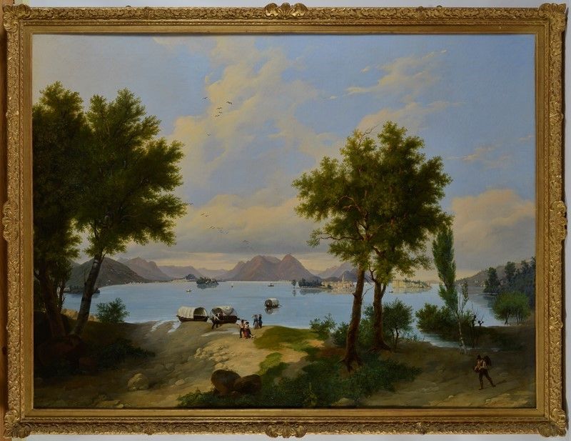 Bartolomeo Giuliano - Veduta del Lago Maggiore con le Isole Borromee e Figure