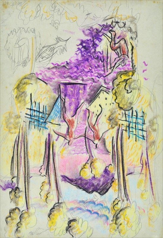 Fausto Melotti : Senza titolo  (1929)  - Matita e pastelli su carta - Asta Arte Moderna e Contemporanea - III - Galleria Pananti Casa d'Aste