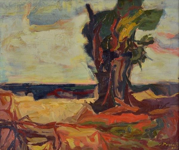 Epifanio Pozzato - Vecchio albero in riva al mare