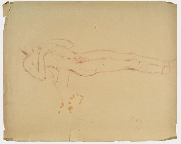 Filippo de Pisis : Reclining nude  (1930)  - Brown pencil on paper - Auction Modern and Contemporary art - III - Galleria Pananti Casa d'Aste