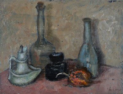 Natura Morta con Bottiglie (fronte); Alzata con Frutta (verso)
