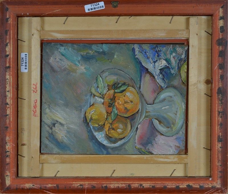 Giorgio Valenzin - Natura Morta con Bottiglie (fronte); Alzata con Frutta (verso)