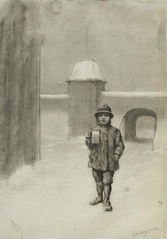 Nino della Gatta - Bambino nel Paesaggio Innevato