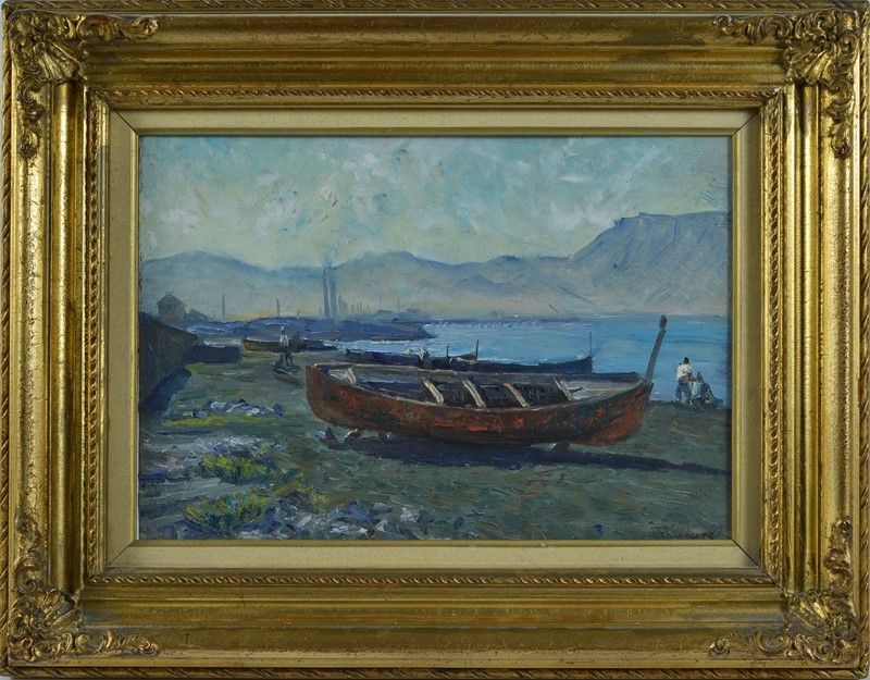 Alberto Chiancone - Paesaggio con Barca in Secca