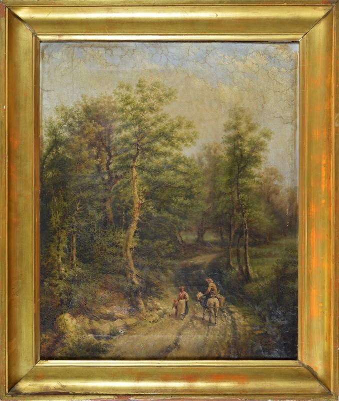 Anonimo, XIX Sec. - Strada di Campagna con Figure