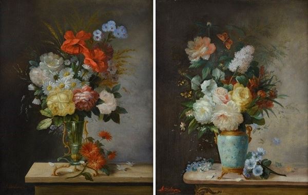 Anonimo Francese, XIX sec. - Vaso con fiori