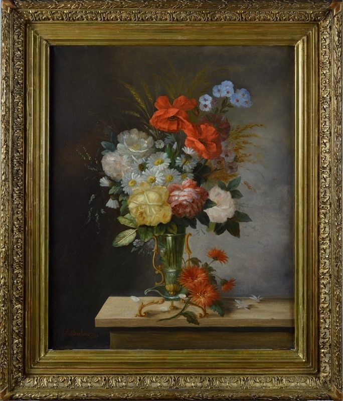 Anonimo Francese, XIX Sec. - Vaso con Fiori