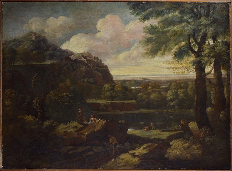 Scuola Italia Centrale, XVII Sec. - Paesaggio con Figure