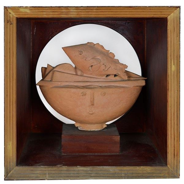 Franco Fratti : Composition  - Terracotta and wood - Auction Modern and Contemporary art - III - Galleria Pananti Casa d'Aste