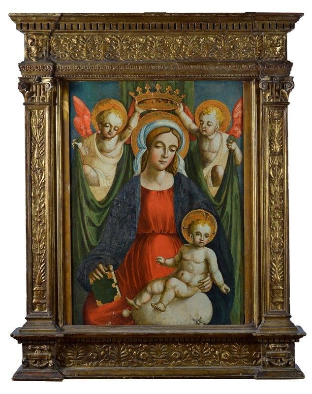 Scuola Italia Centrale, XVI Sec. - Madonna con Bambino e Angeli