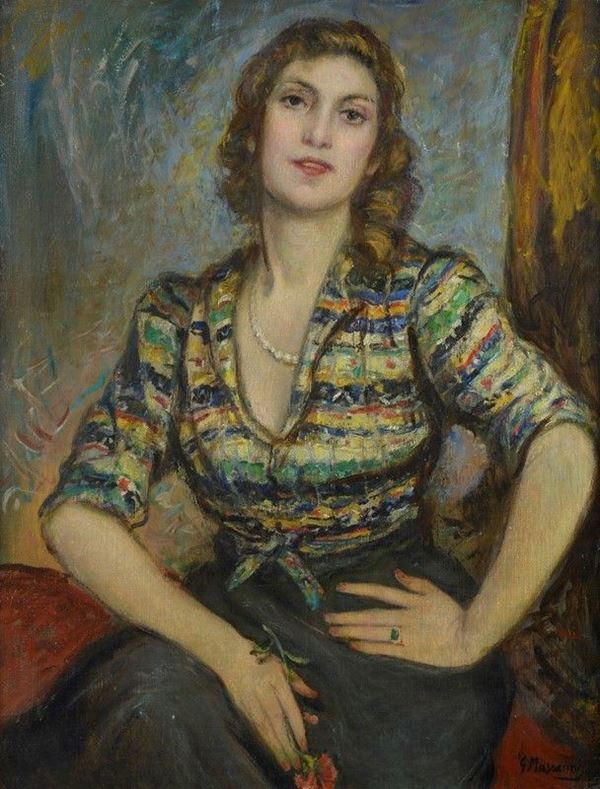 Giuseppe Mascarini - Portrait of woman with flower