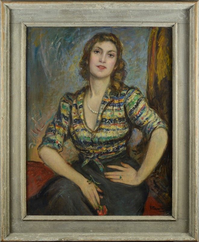 Giuseppe Mascarini - Ritratto di Donna con Fiore