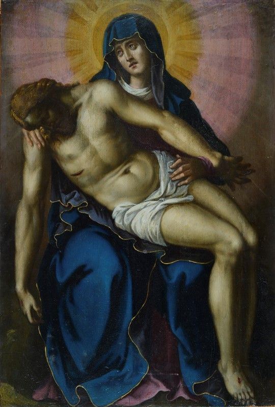 Scuola Veneta, XVI sec. : Pietà  - Olio su tavola - Asta ANTIQUARIATO - I - Galleria Pananti Casa d'Aste