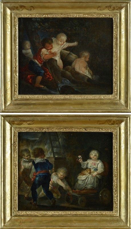 Scuola Francese, XVIII Sec. - Giochi di Fanciulli