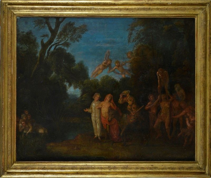 Scuola Francese, XVIII Sec. - Il Carro di Arlecchino