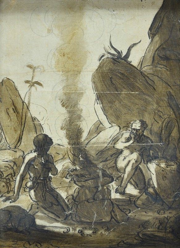 Scuola Emiliana, XVIII Sec. - Scena Biblica Entro Paesaggio